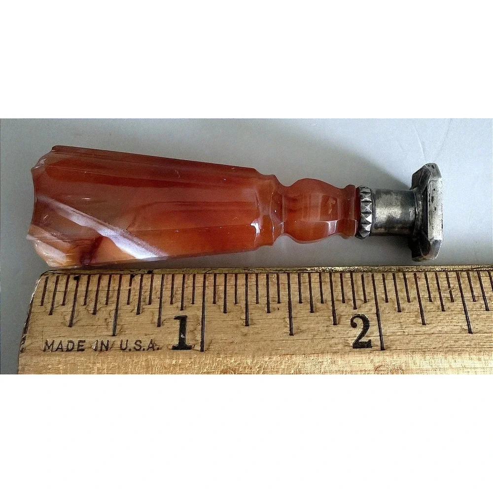 Antique Victorian 1890's Banded Agate Carnelian Stamp Silver 2.5